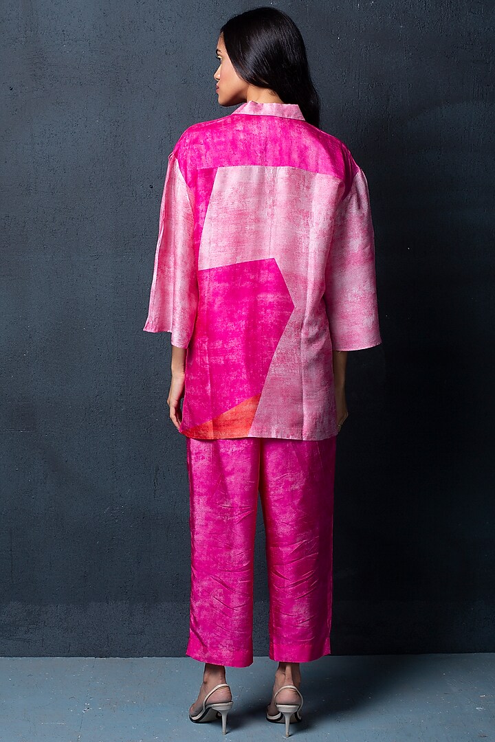 Hot Pink Dupion Silk Pant Set by CLOS at Pernia's Pop Up Shop