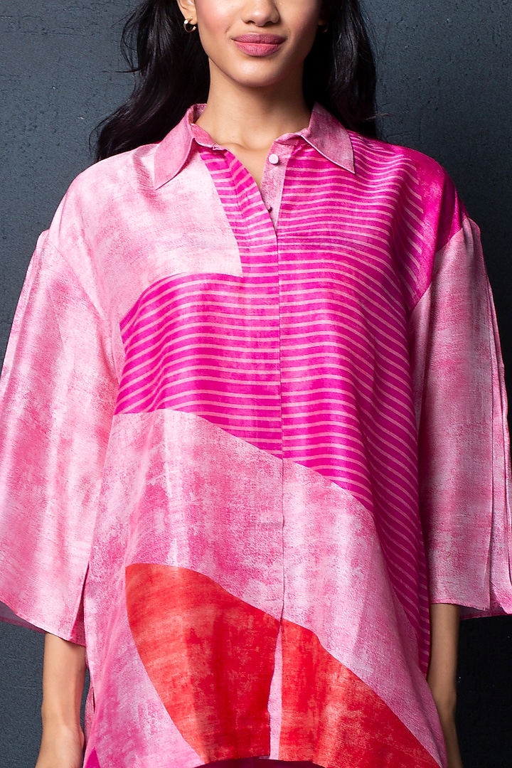 Hot Pink Dupion Silk Pant Set by CLOS at Pernia's Pop Up Shop
