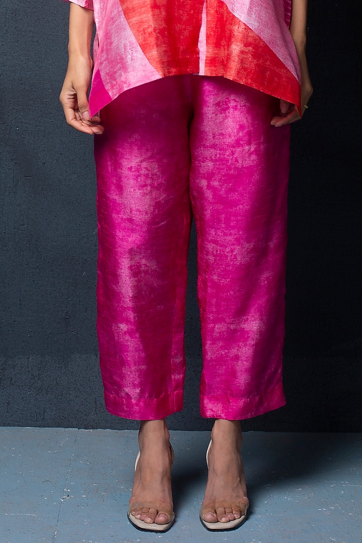 Hot Pink Dupion Silk Pant Set by CLOS at Pernia's Pop Up Shop