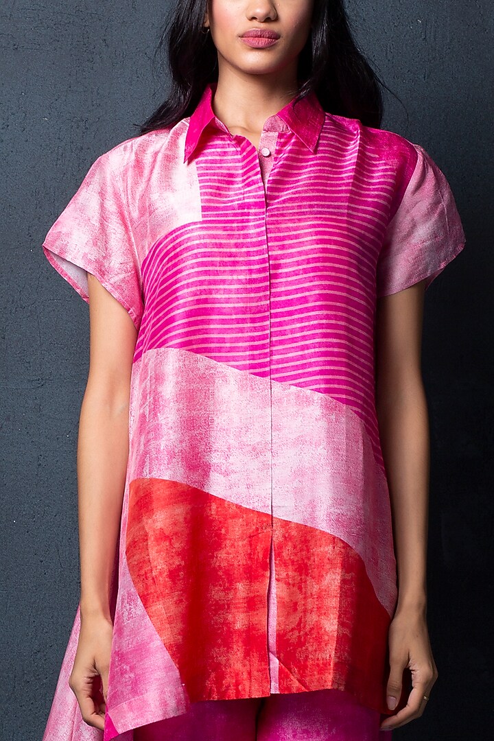 Hot Pink Pant Set in Dupion Silk by CLOS at Pernia's Pop Up Shop