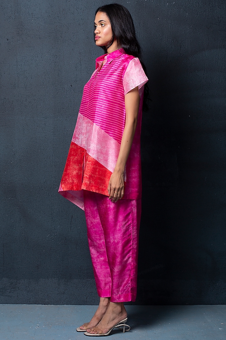 Hot Pink Pant Set in Dupion Silk by CLOS at Pernia's Pop Up Shop