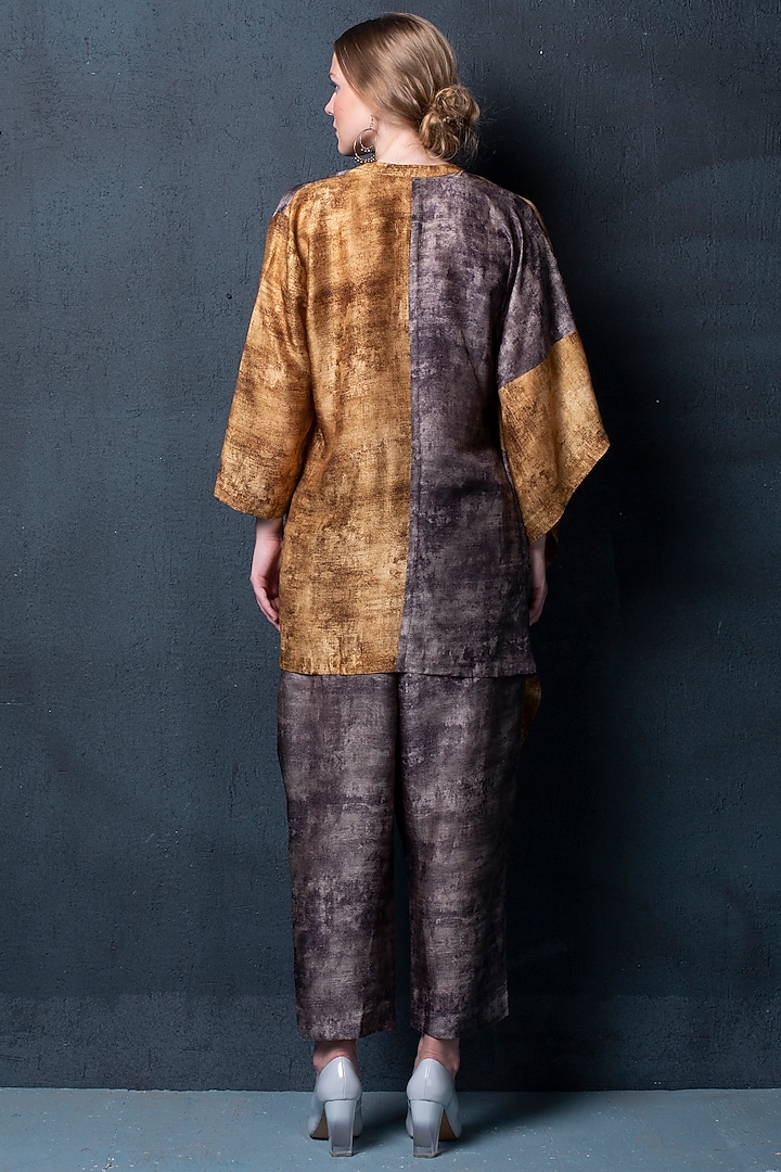 Brown Dupion Silk Pant Set by CLOS at Pernia's Pop Up Shop