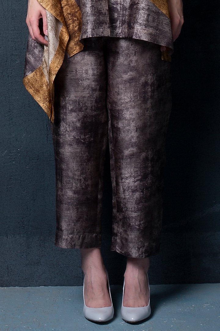 Brown Dupion Silk Pant Set by CLOS at Pernia's Pop Up Shop