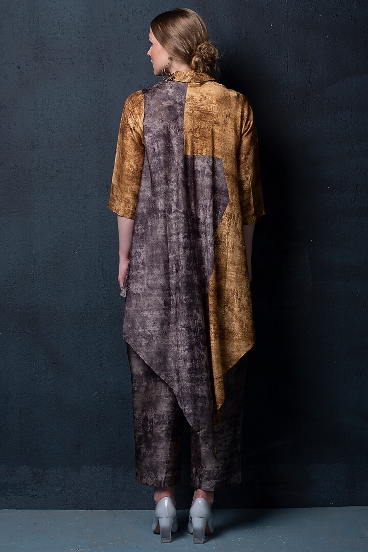 Brown Pant Set in Dupion Silk by CLOS at Pernia's Pop Up Shop