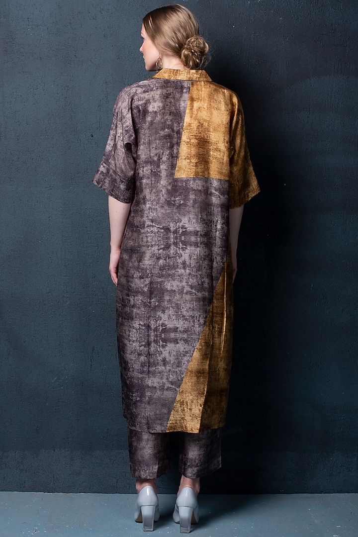 Gold & Brown Printed Kurta Set by CLOS at Pernia's Pop Up Shop