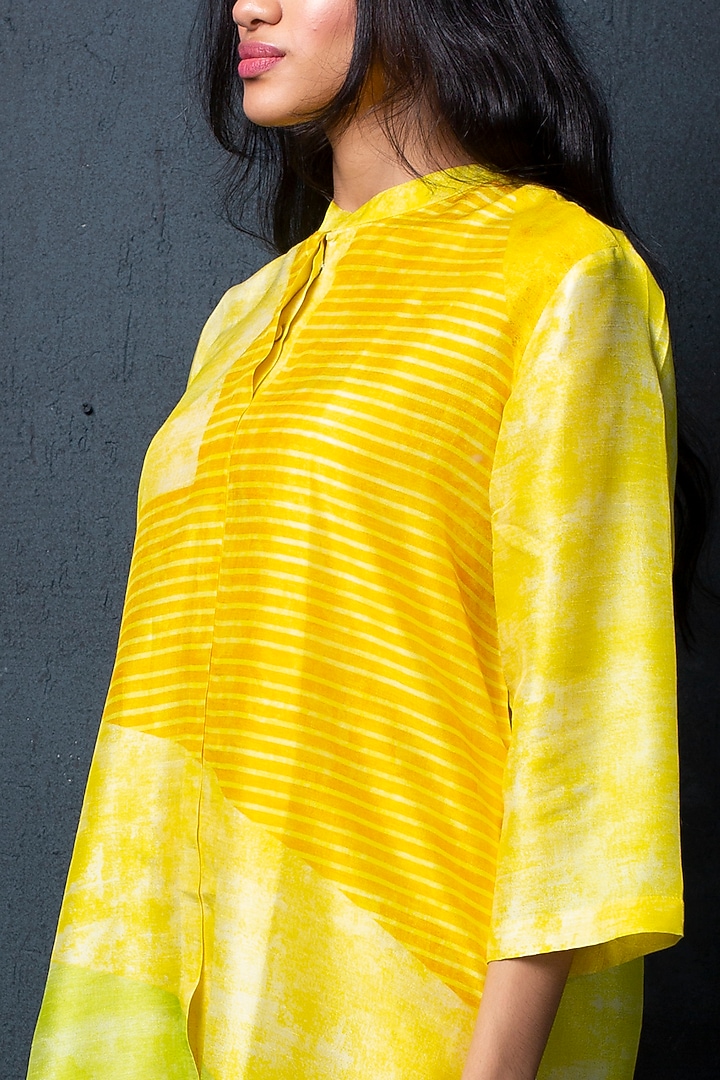 Lemon Yellow Dupion Silk Pant Set by CLOS at Pernia's Pop Up Shop