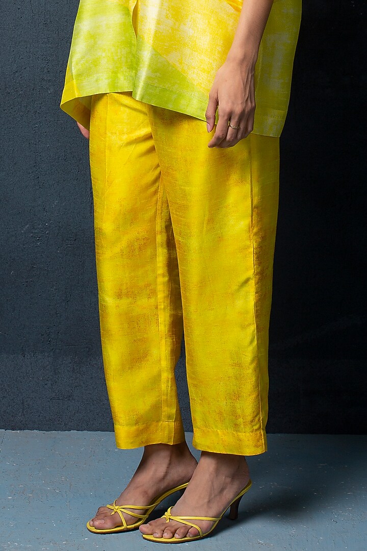 Lemon Yellow Dupion Silk Pant Set by CLOS at Pernia's Pop Up Shop