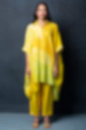 Lemon Yellow Pant Set in Dupion Silk by CLOS