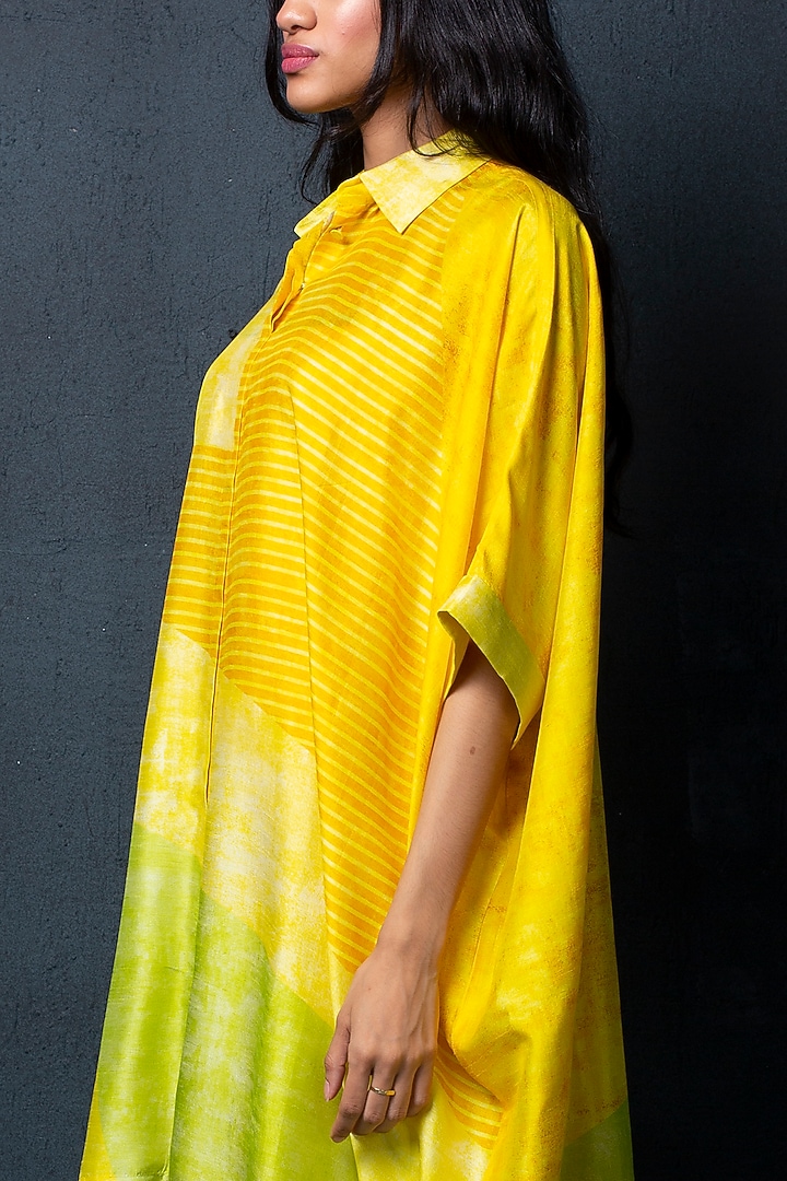 Lemon Yellow Pant Set in Dupion Silk by CLOS at Pernia's Pop Up Shop