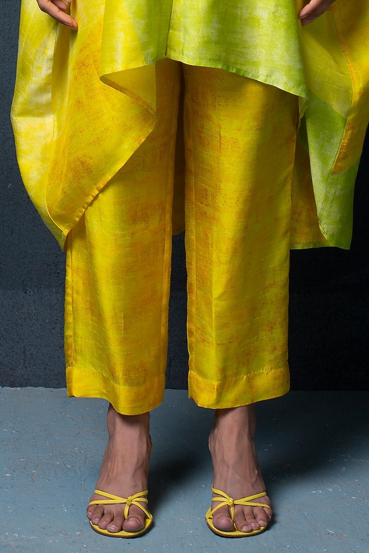 Lemon Yellow Pant Set in Dupion Silk by CLOS at Pernia's Pop Up Shop