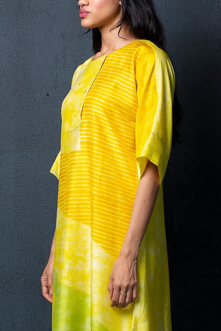 Lemon Yellow Printed Kurta Set by CLOS at Pernia's Pop Up Shop