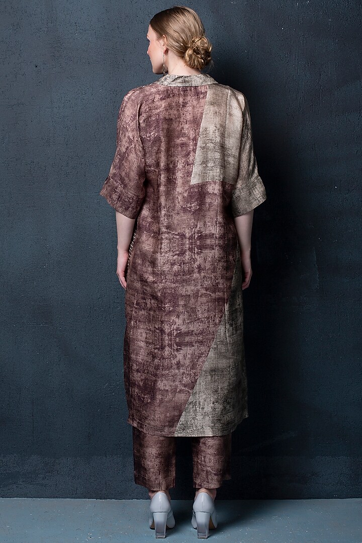 Brown & Grey Printed Kurta Set by CLOS at Pernia's Pop Up Shop