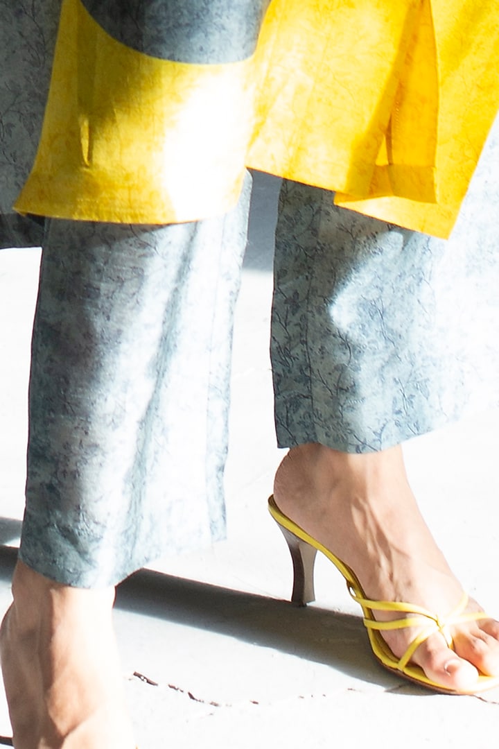 Grey & Yellow Printed Kaftan Set by CLOS at Pernia's Pop Up Shop