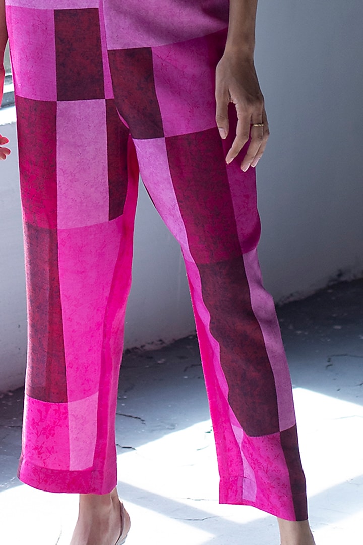 Fuchsia Printed Parallel Pant Set by CLOS at Pernia's Pop Up Shop