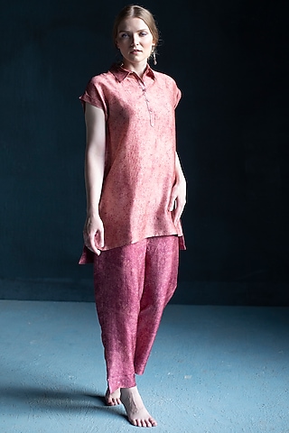 Rose Pink Printed Tunic Set by CLOS