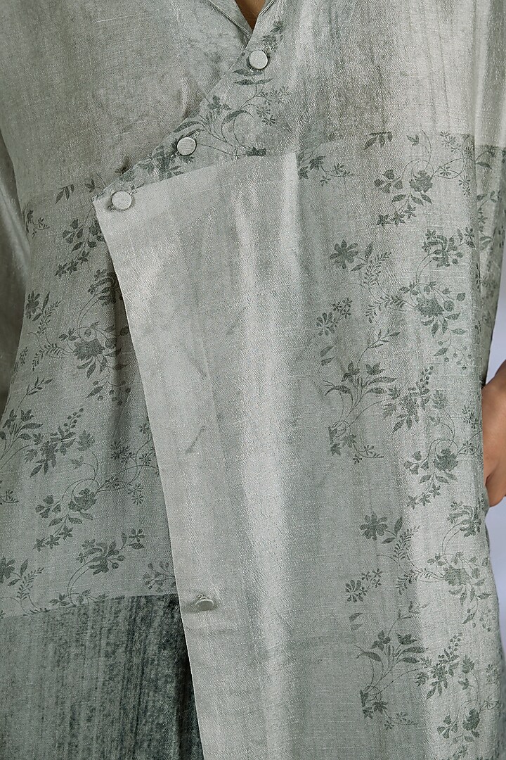 Grey Dupion Silk Kurta Set by CLOS at Pernia's Pop Up Shop