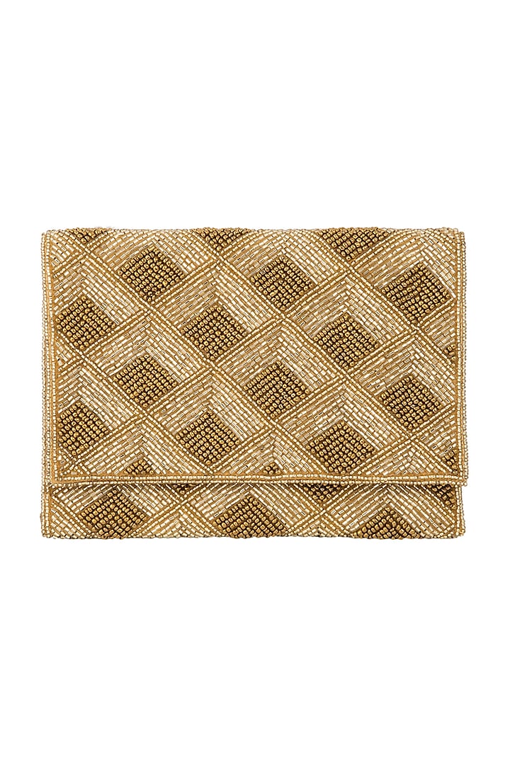 Gold Embroidered Triangle Envelope Clutch  by A Clutch Story