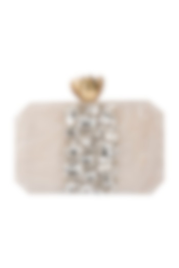 White Handcrafted Embellished Clutch by A Clutch Story