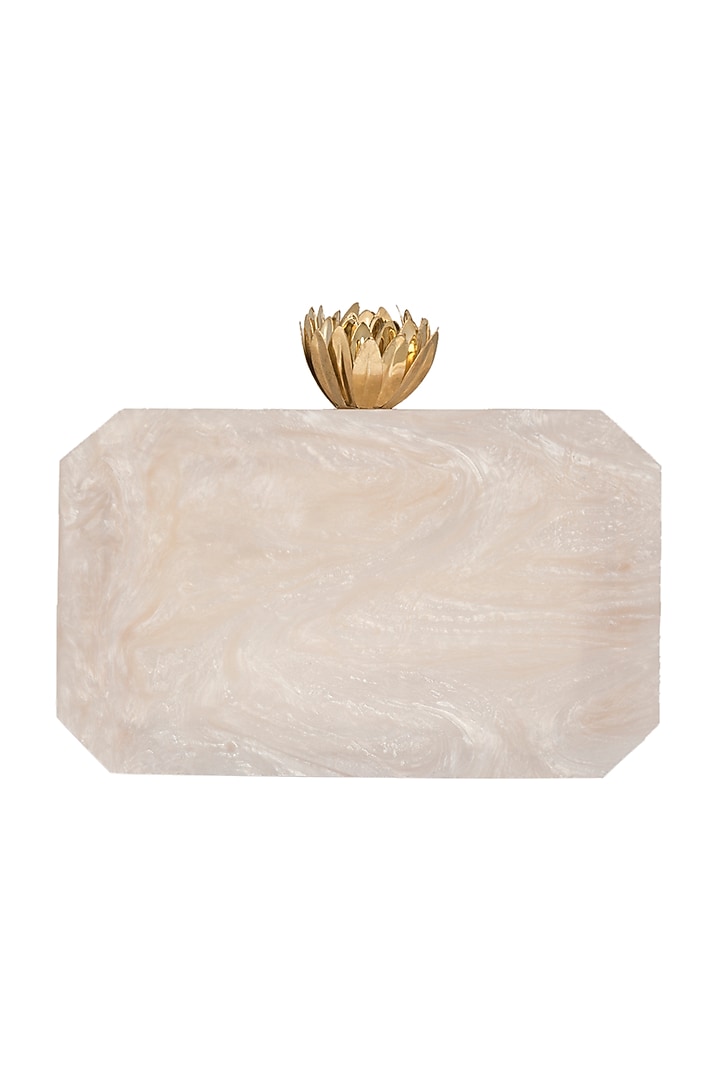 White Handcrafted Embellished Clutch by A Clutch Story at Pernia's Pop Up Shop