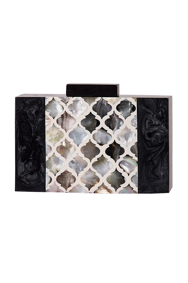 Black Handcrafted & Marble Engraved Clutch by A Clutch Story
