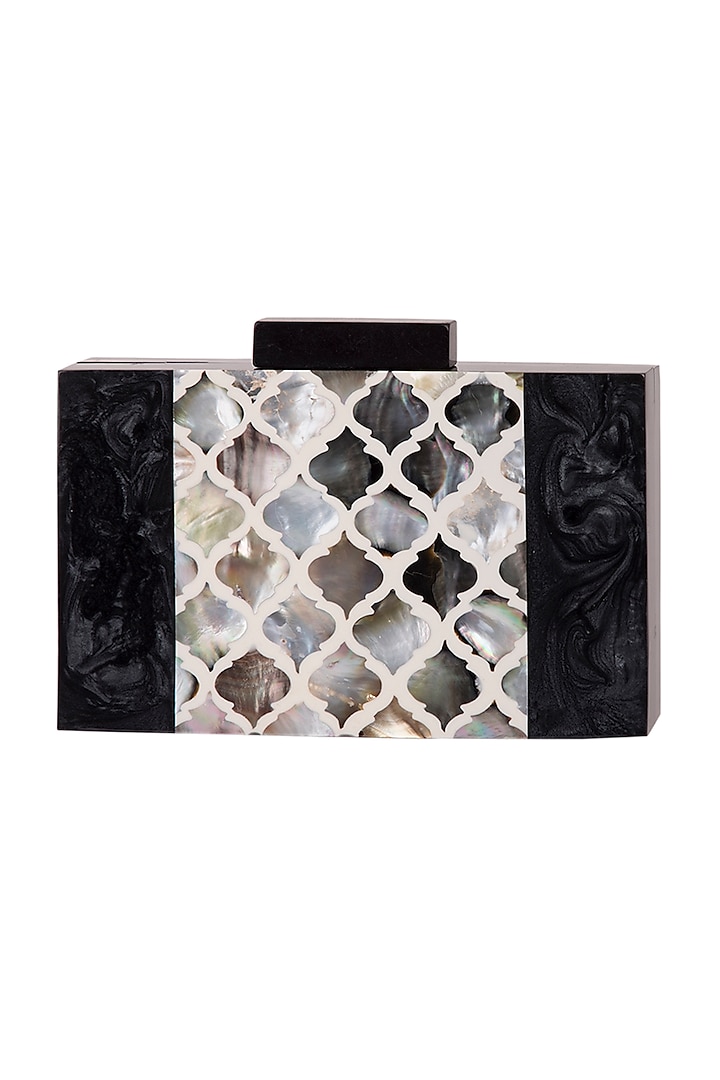 Black Handcrafted & Marble Engraved Clutch by A Clutch Story at Pernia's Pop Up Shop