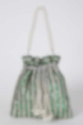 Green Hand Embroidered Potli by A Clutch Story