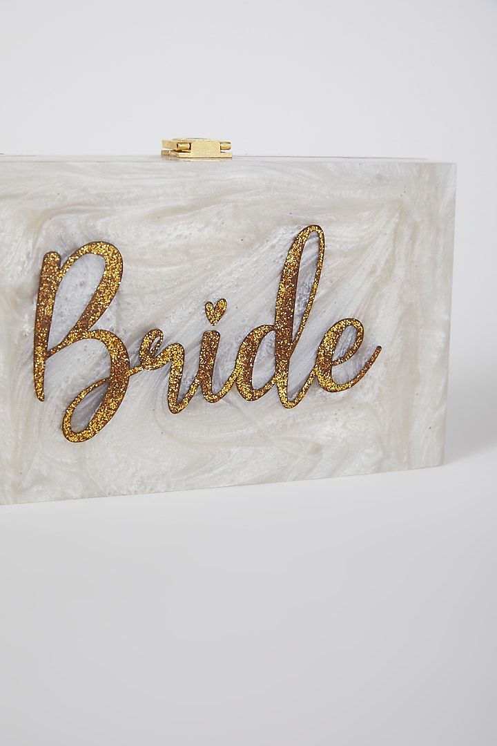 White Glitter Bride Marble Clutch by A Clutch Story at Pernia's Pop Up Shop