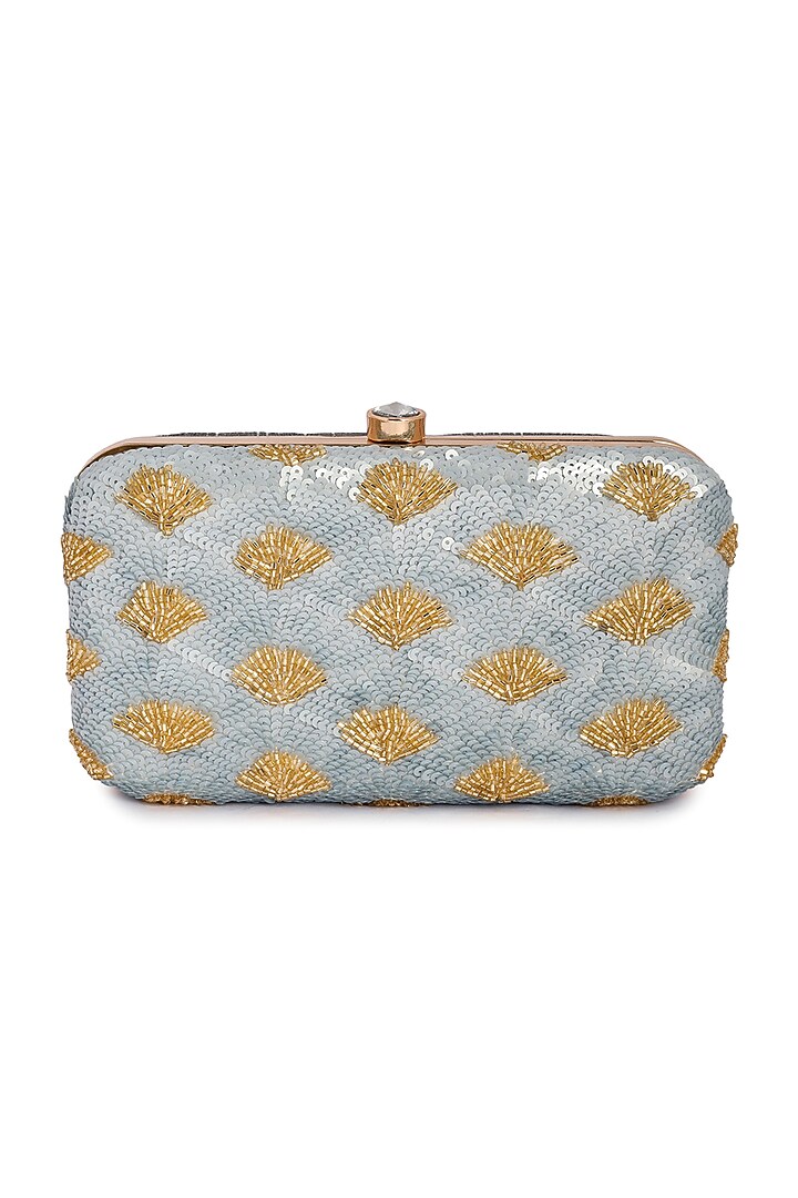 Silver Beaded Clutch With Chain by A Clutch Story at Pernia's Pop Up Shop