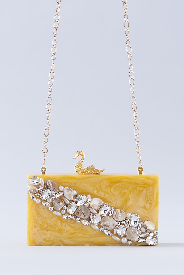Yellow Resin Embellished Clutch by A Clutch Story at Pernia's Pop Up Shop