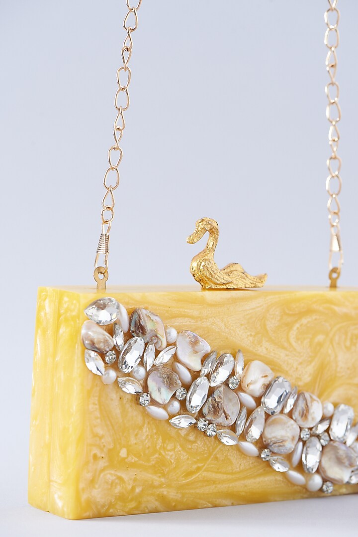 Yellow Resin Embellished Clutch by A Clutch Story at Pernia's Pop Up Shop