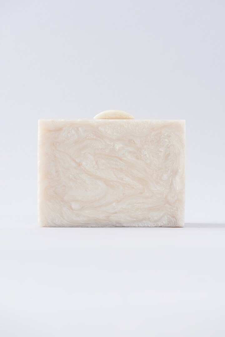 White Resin Embellished Clutch by A Clutch Story at Pernia's Pop Up Shop