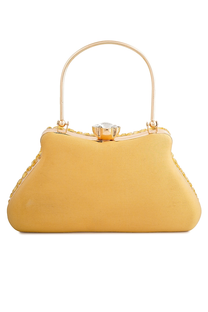 Gold Raw Silk Rhinestone Box Clutch by A Clutch Story at Pernia's Pop Up Shop