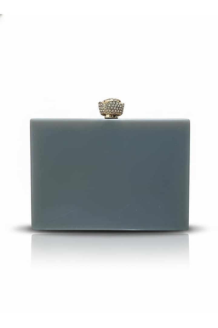 Grey Resin Rhinestones Embellished Clutch by A Clutch Story at Pernia's Pop Up Shop