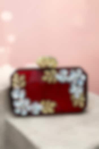 Red Resin Rhinestones Embellished Clutch by A Clutch Story at Pernia's Pop Up Shop