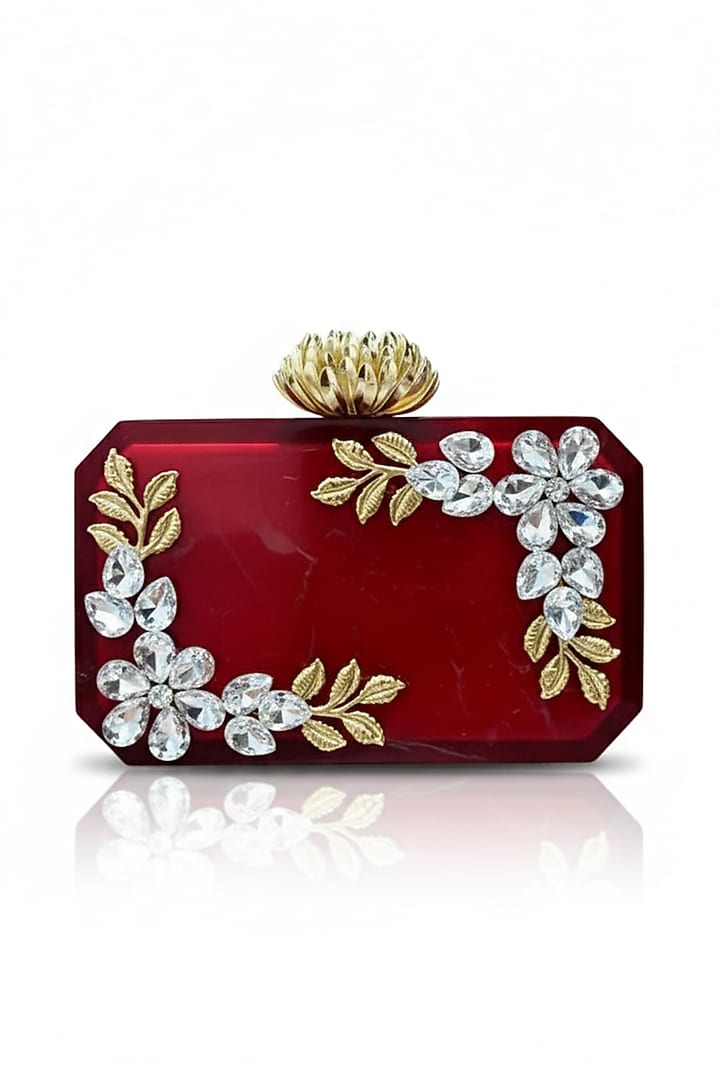 Red Resin Rhinestones Embellished Clutch by A Clutch Story at Pernia's Pop Up Shop