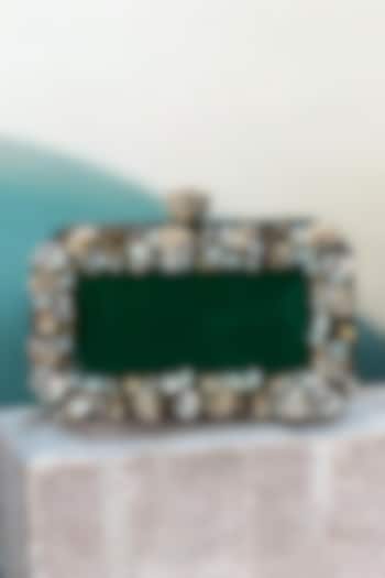 Green Resin Rhinestones Embellished Clutch by A Clutch Story at Pernia's Pop Up Shop