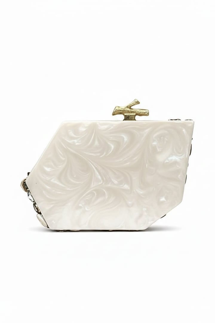 Ivory Resin Rhinestones Embellished Clutch by A Clutch Story at Pernia's Pop Up Shop