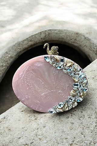 Pink Resin Rhinestones Embellished Clutch by A Clutch Story