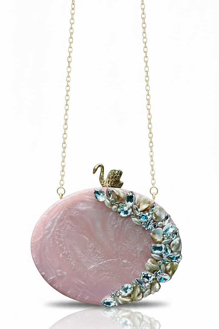 Pink Resin Rhinestones Embellished Clutch by A Clutch Story at Pernia's Pop Up Shop