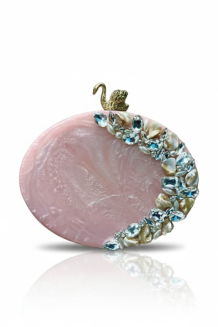 Pink Resin Rhinestones Embellished Clutch by A Clutch Story at Pernia's Pop Up Shop