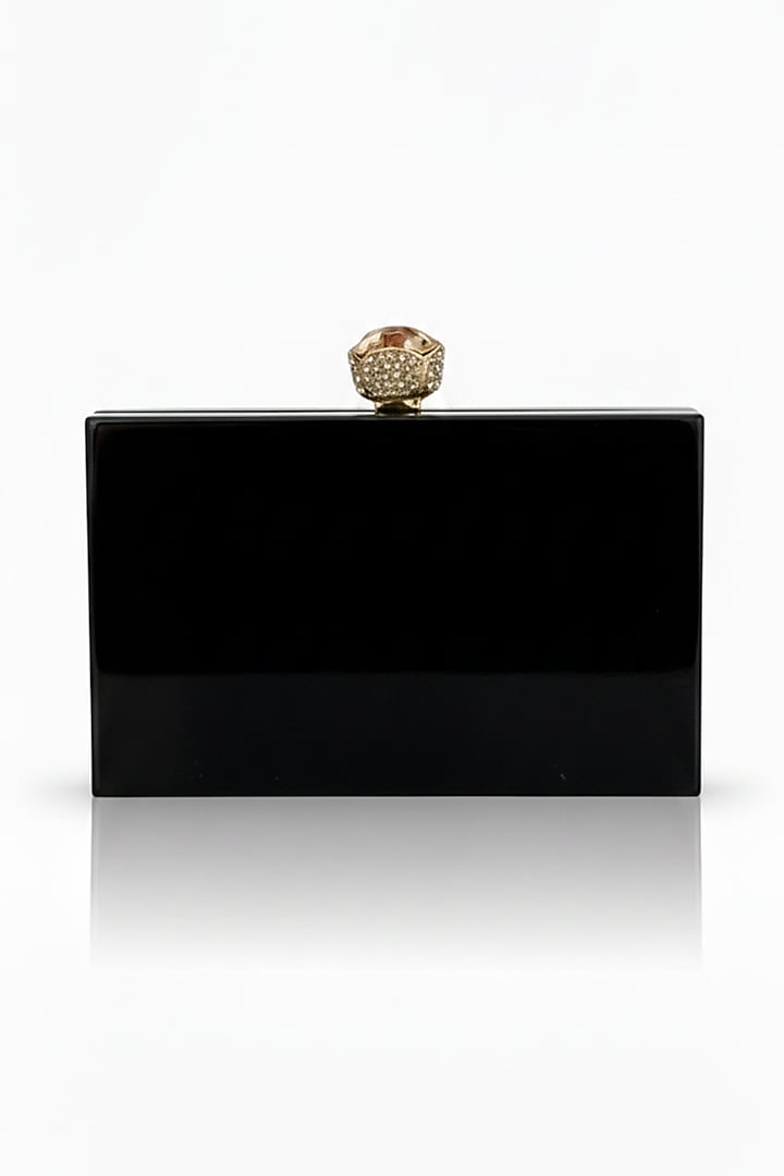 Black Resin Rhinestones Embellished Clutch by A Clutch Story at Pernia's Pop Up Shop