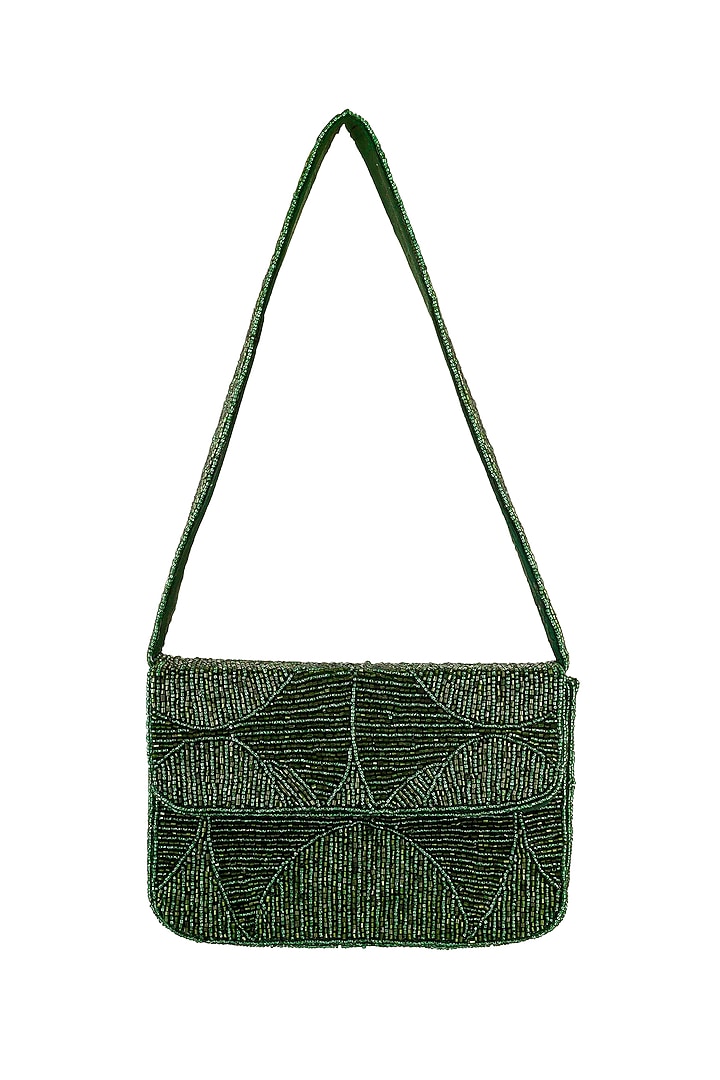 Green Velvet Beadwork Shoulder Bag by A Clutch Story at Pernia's Pop Up Shop