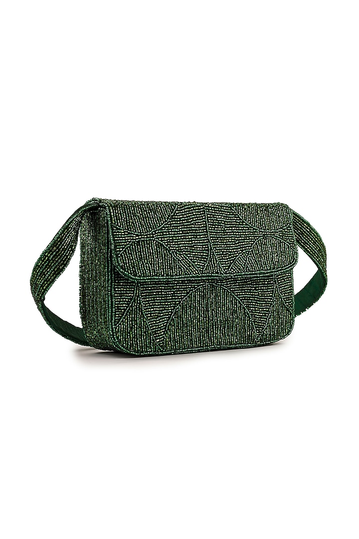 Green Velvet Beadwork Shoulder Bag by A Clutch Story at Pernia's Pop Up Shop