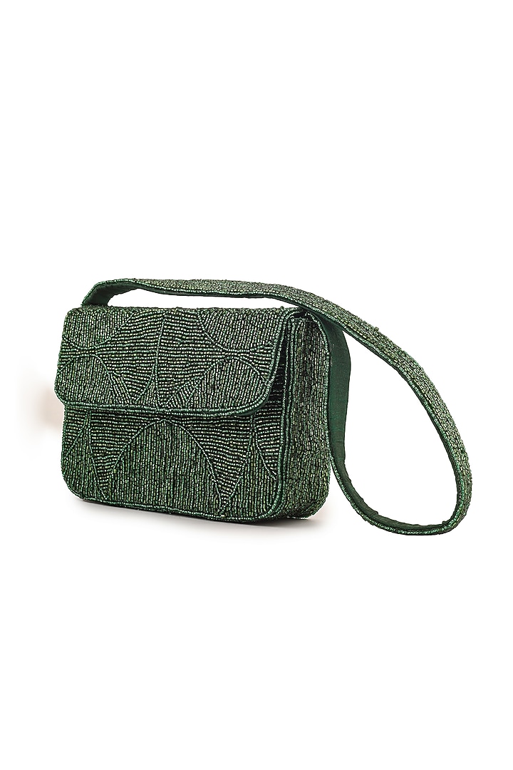Green Velvet Beadwork Shoulder Bag by A Clutch Story at Pernia's Pop Up Shop