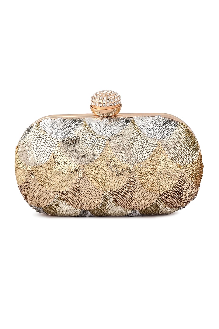 Gold Silk Hand Embroidered Clutch by A Clutch Story at Pernia's Pop Up Shop