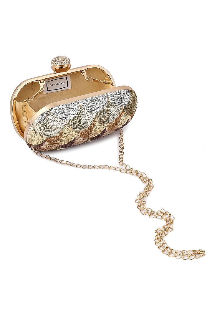 Gold Silk Hand Embroidered Clutch by A Clutch Story at Pernia's Pop Up Shop