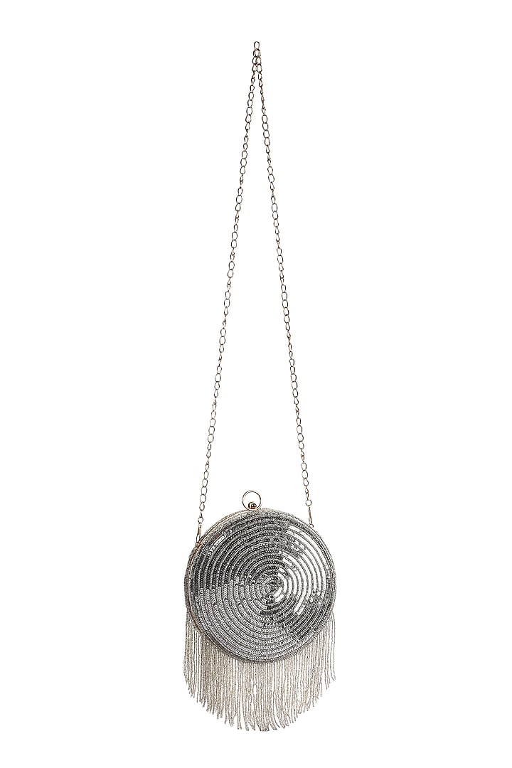 Silver Sequins Hand Embroidered Clutch by A Clutch Story at Pernia's Pop Up Shop