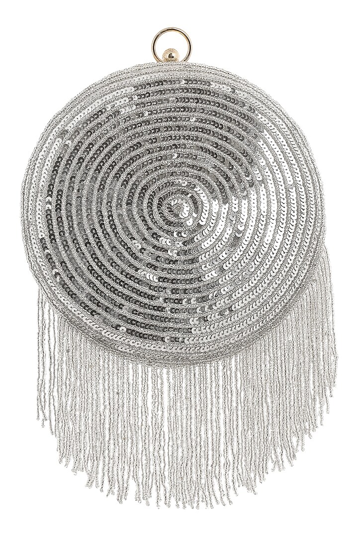 Silver Sequins Hand Embroidered Clutch by A Clutch Story at Pernia's Pop Up Shop