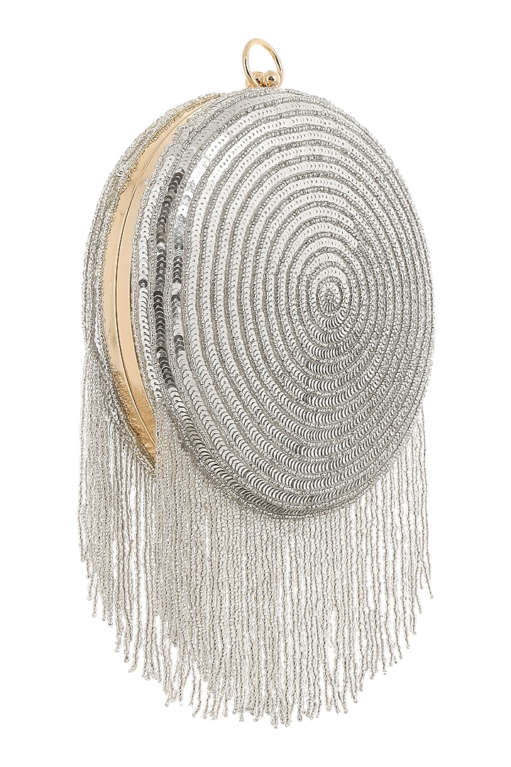 Silver Sequins Hand Embroidered Clutch by A Clutch Story at Pernia's Pop Up Shop