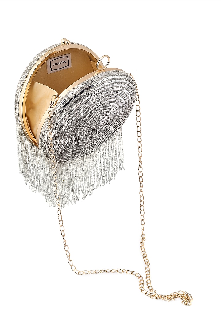 Silver Sequins Hand Embroidered Clutch by A Clutch Story at Pernia's Pop Up Shop